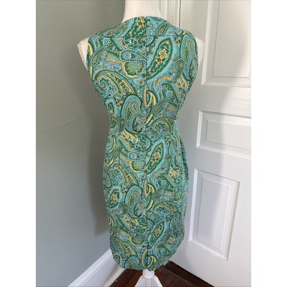 Jones New York Signature Dress Stretch Paisley Sleeveless Sheath Aqua 2P - Picture 3 of 6